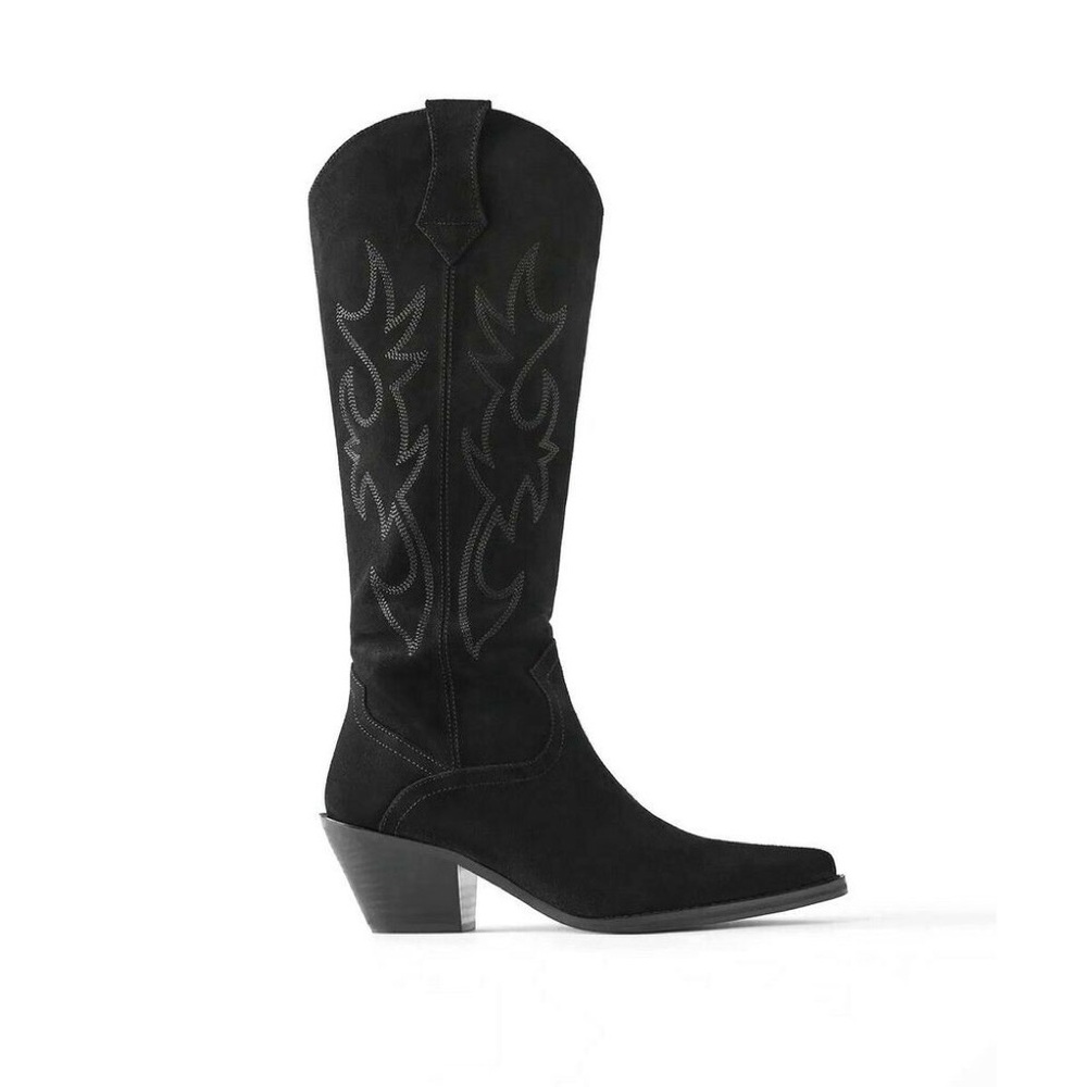 Zara Split Suede Cowboy Boots